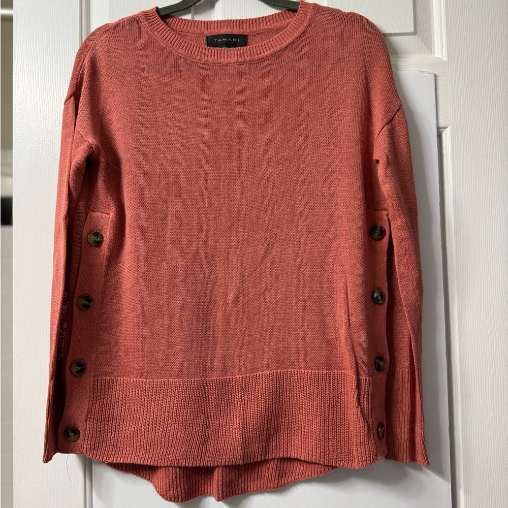 Tahari Linen Pull Over Sweater, XS, Terra cotta, Light weight NWOT